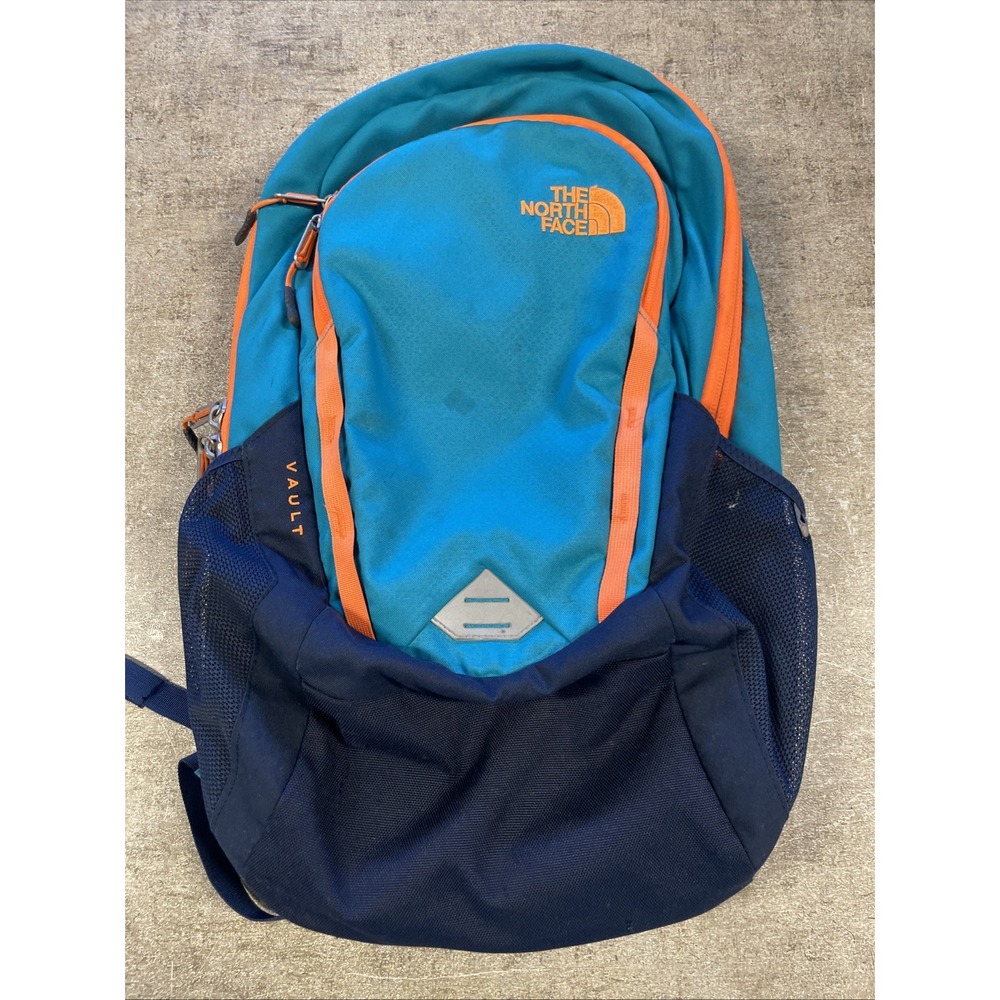 The North Face Vault Backpack Day Hiking Adventure Pack Turquoise And Orange